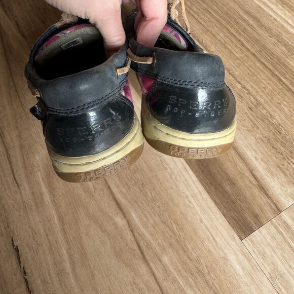 Sperry Boat Shoes Loafers Navy Leather Plaid Lace-Up Women sz 8.5 Preppy Casual - Picture 4 of 9